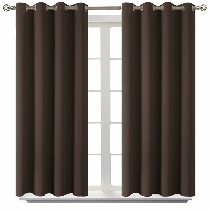 BGment Blackout Curtains for Living Room - Grommet Thermal Insulated Room Darkening Curtains for Bedroom, 2 Panels of 52 x 54 Inch, Brown - Image 1